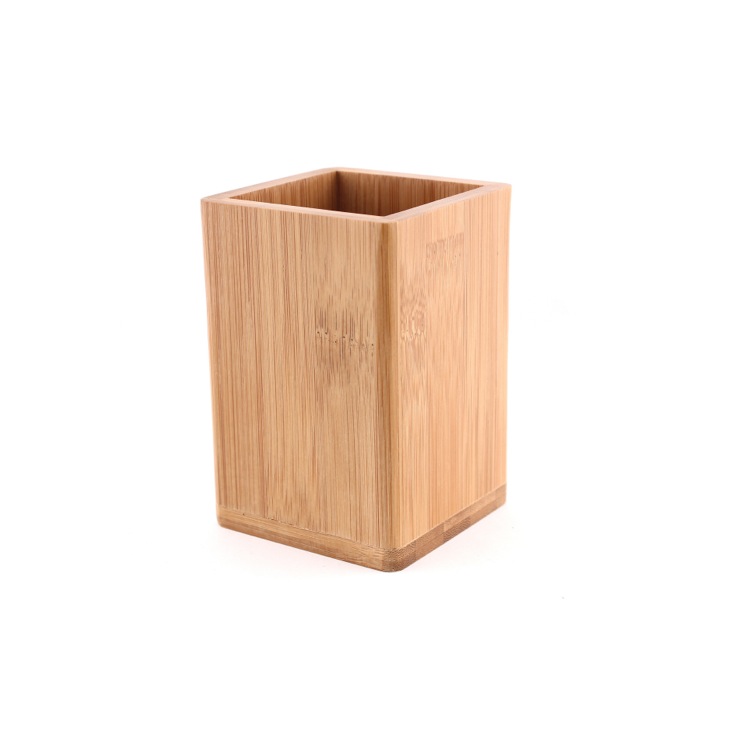 Toothbrush Holder, Gedy BA98-35, Square Natural Wood Tumbler